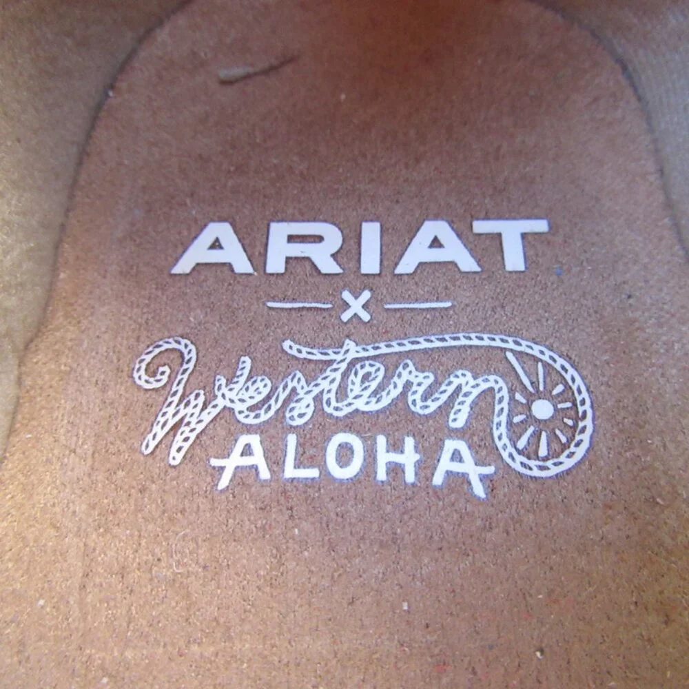Brand New Ariat Western Aloha Red White Blue Pareau Slip On Shoes Size 7 - Picture 8 of 11